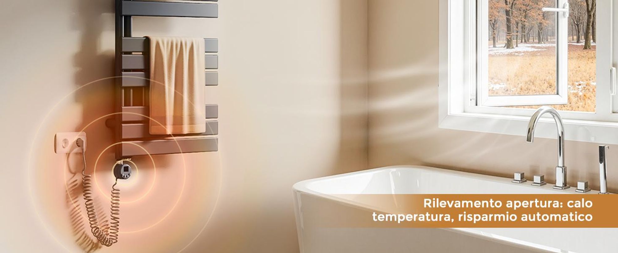 S'AFIELINA elemento riscaldante con termostato 300W, timer programmabile e display LCD, WiFi, per radiatori da bagno, acciaio inox, controllo intelligente, antracite