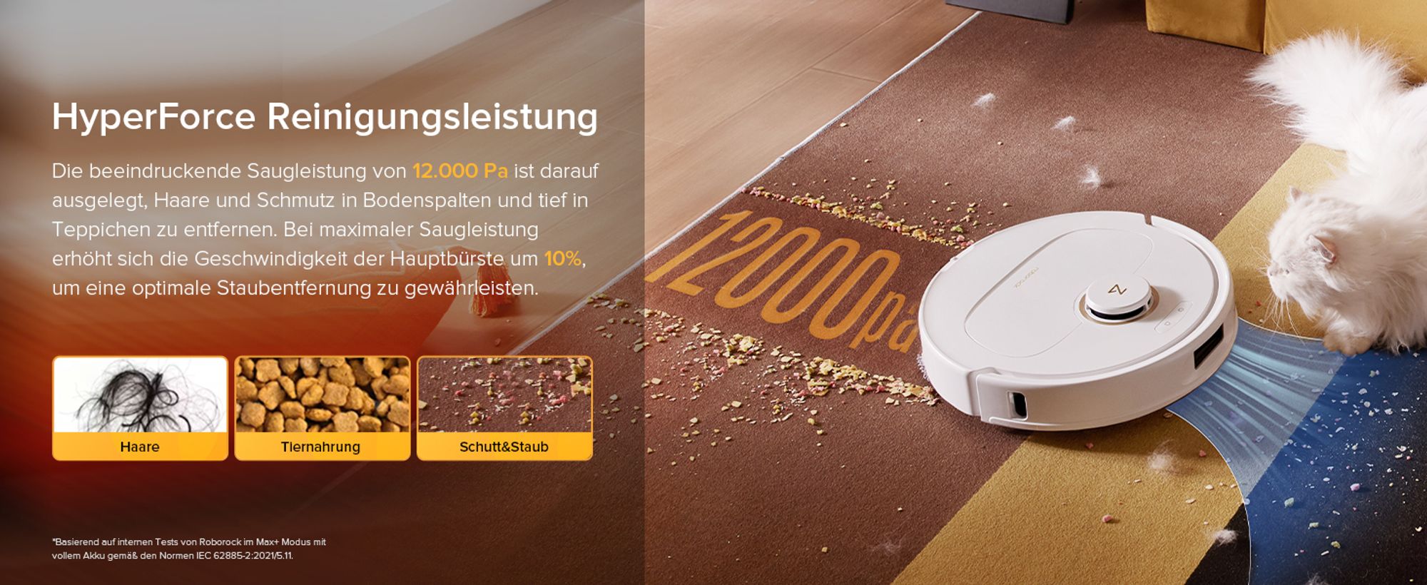 Roborock Qrevo S5V Saugroboter mit Wischfunktion, 12.000Pa, Zero-Tangle System, Warmlufttrocknung, Multifunktions-Dockingstation (Weiß)