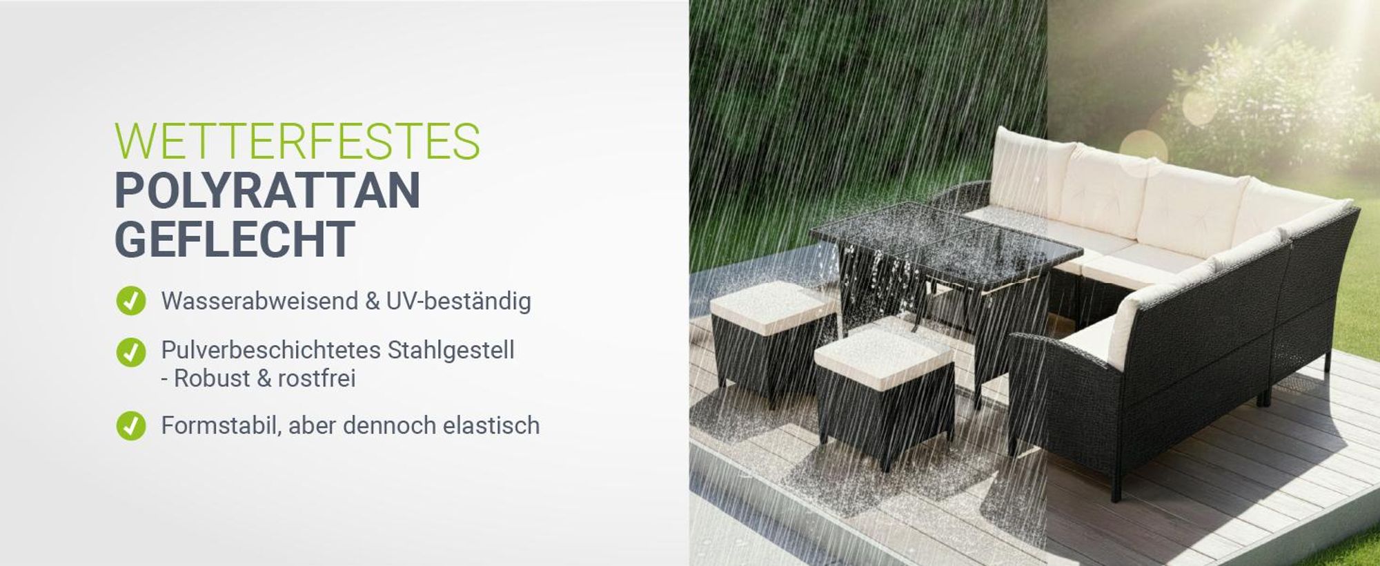 Juskys Polyrattan Lounge Manacor in Schwarz und Creme