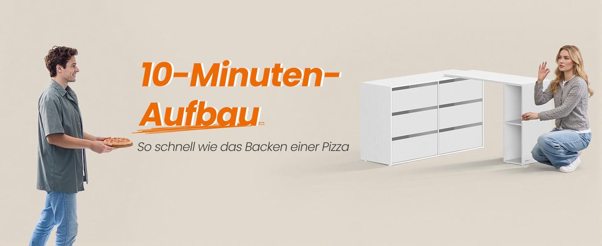 SONGMICS HOME Kommode, Schrank, Schminktisch mit Regal, Toolless-Technologie
