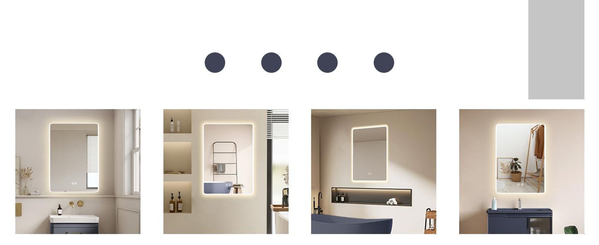 Specchio da bagno HOKO antiappannamento LED 50x70 cm con cornice di montaggio HIGH+QUER. Interruttore touch+cambio di luce bianco caldo-bianco freddo-neutro. Funzione di memoria