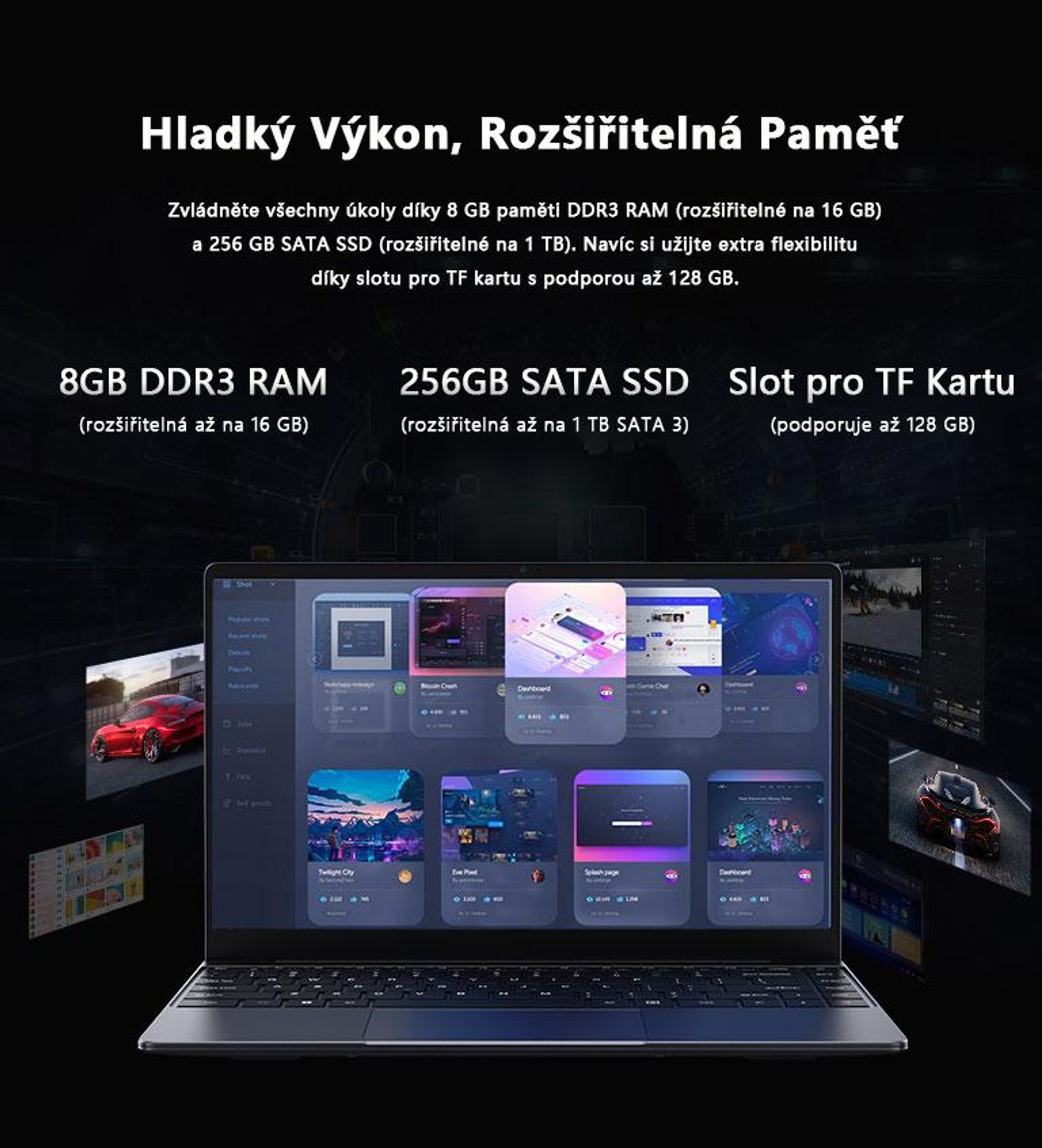 Notebook CHUWI CoreBook-K1 s procesorem i3-10100Y, 14" FHD IPS displejem, 8 GB RAM, 256 GB SSD, Bluetooth a Windows 11