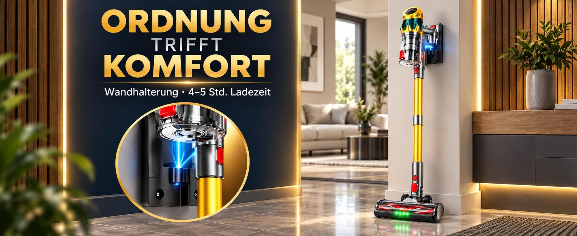 80000Pa Akku-Staubsauger 750W/80 Min., kabelloser Hand- und Stielstaubsauger, ultraleise, Smart-Display, leicht, Anti-Verwicklung für Tierhaare & Auto