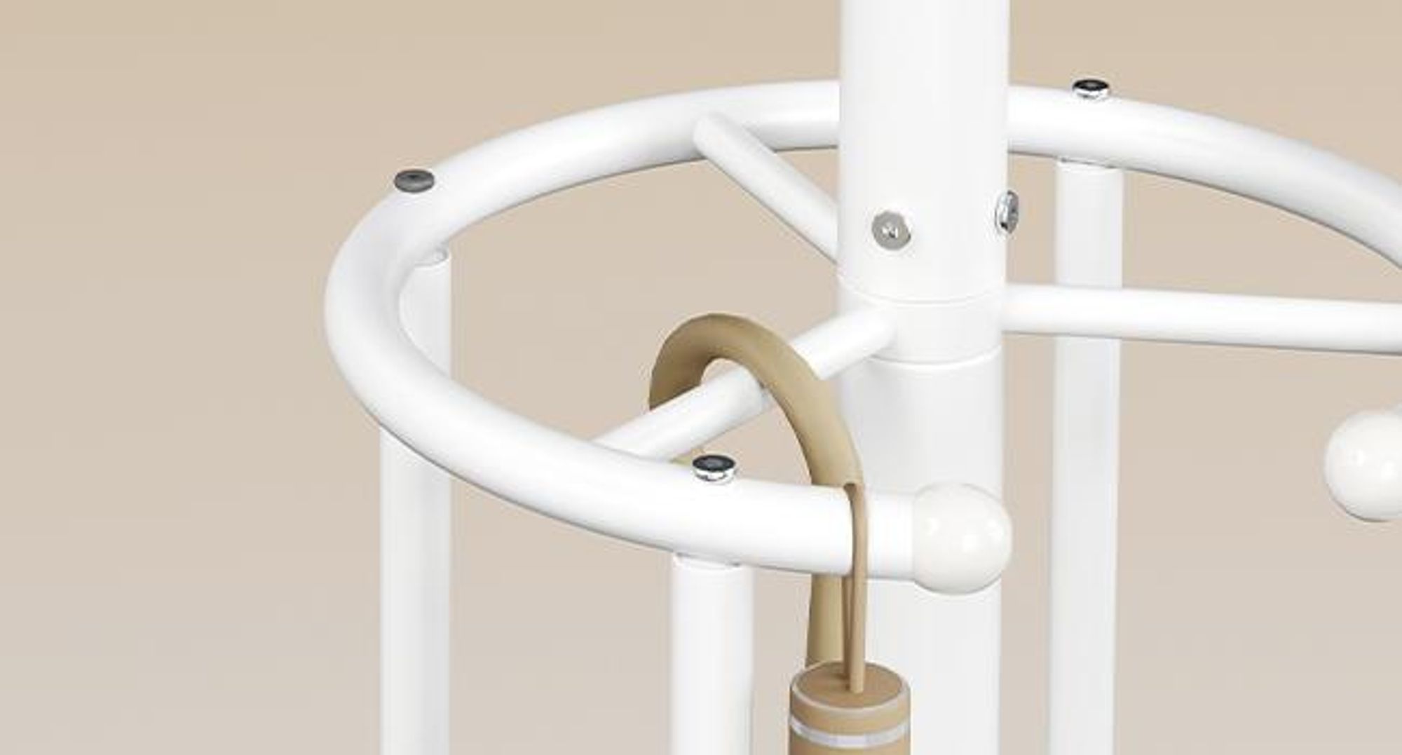 SONGMICS Kleiderständer freistehend, mit Regenschirmständer, 12 Haken, Metall, 175 cm hoch, für Flur, Wohnzimmer, Schlafzimmer, perlweiß