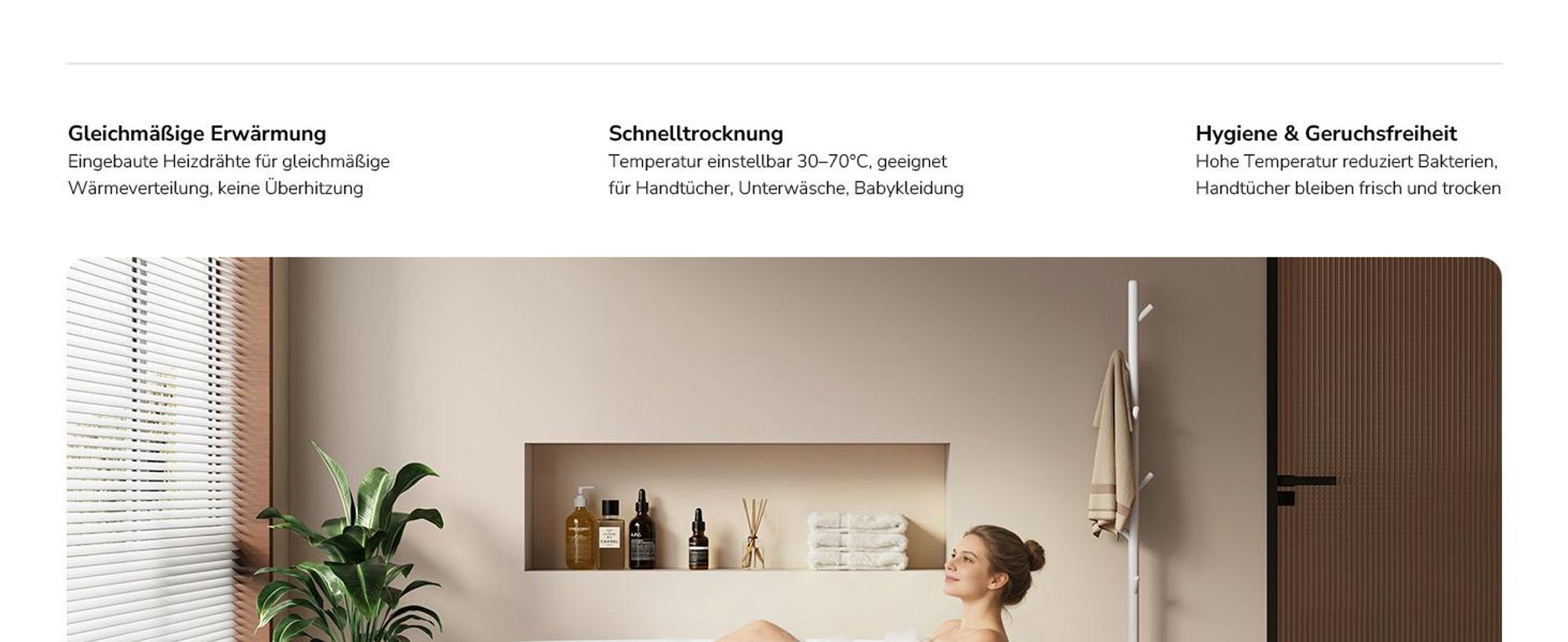 EMKE Elektrischer Handtuchheizkörper 100 W Weiß, LCD-Display, Intelligentes Thermostat, WiFi/APP-Steuerung Timer Baum-Design handtuchwärmer 150cm