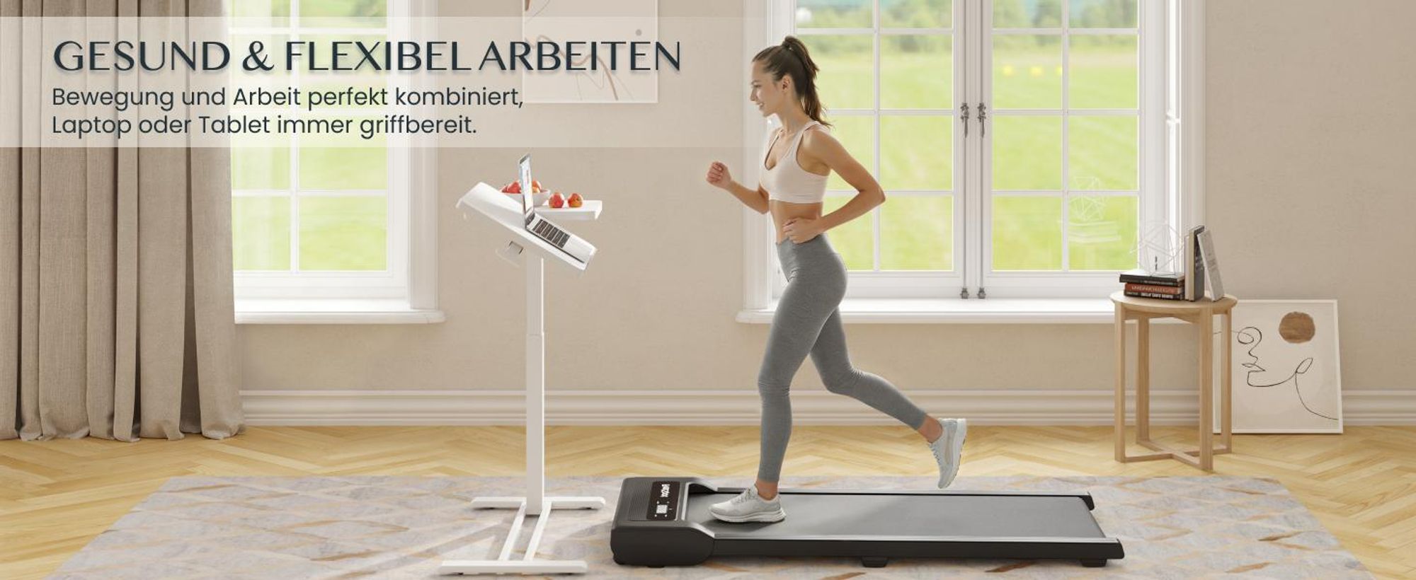 FLEXISPOT Beistelltisch Höhenverstellbar 80x40cm Laptoptisch mit Neigbarer Desktop, Betttisch mit Rollen, für Wohnzimmer und Schlafzimmer, Weiß