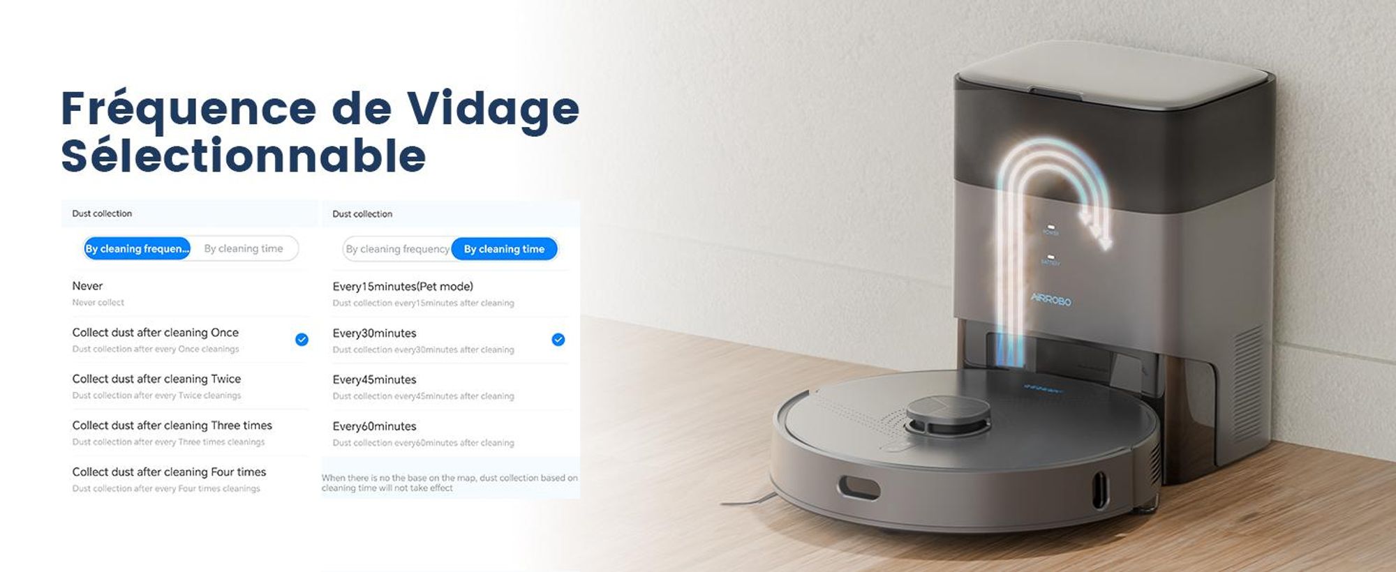 Robot aspirateur AIRROBO L50+ avec fonctions d'aspiration et de lavage, puissance d'aspiration de 10 000 Pa, autonomie de 240 minutes