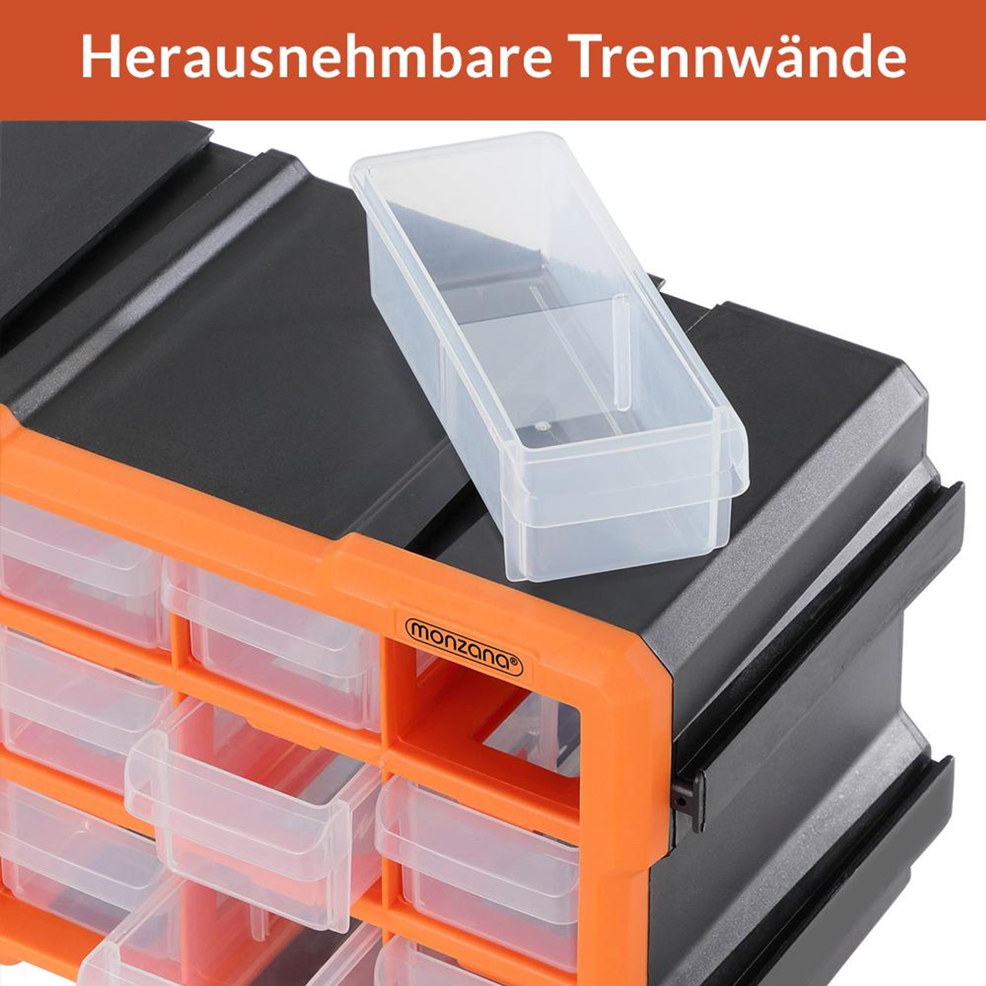 MONZANA® Kleinteilemagazin Sortimentskasten erweiterbar 24 Fächer Sortierbox für Kleinteile Aufbewahrungsbox Werkstatt