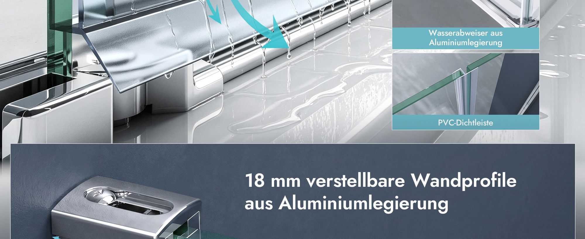 doporro Eck-Duschkabine 80x80cm Dusche Eckdusche Duschabtrennung ESG-Sicherheitsglas Klarglas inkl. Easy-Clean-Beschichtung R05K