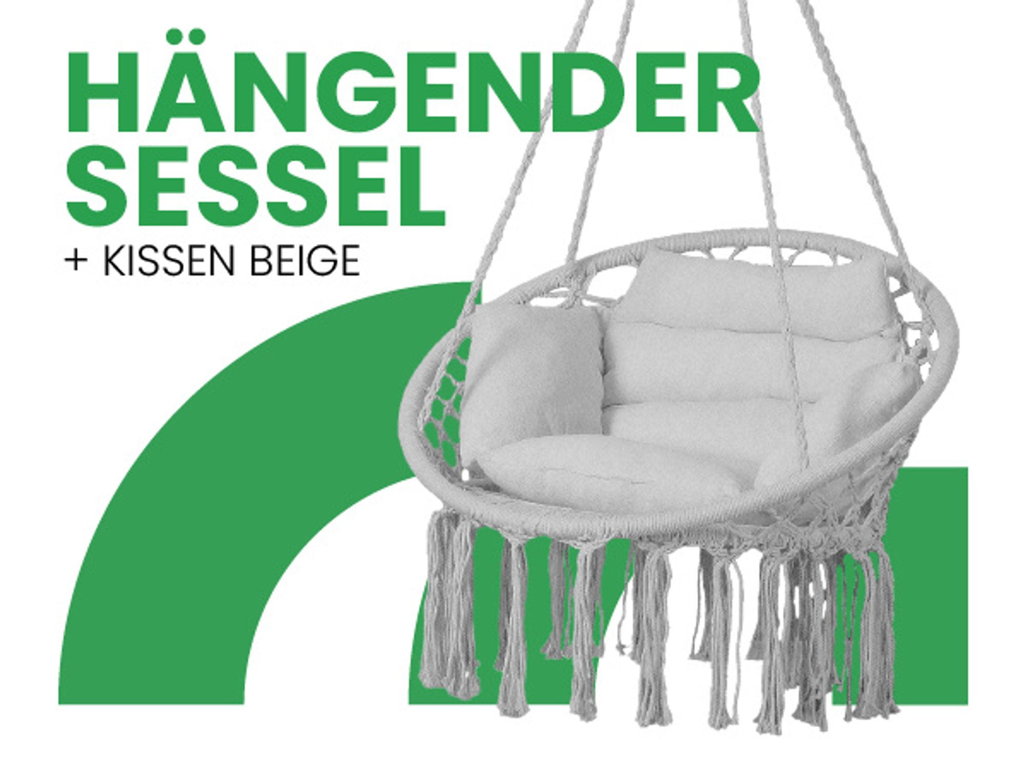 Hängesessel Storchennest mit Kissen in farben Grau