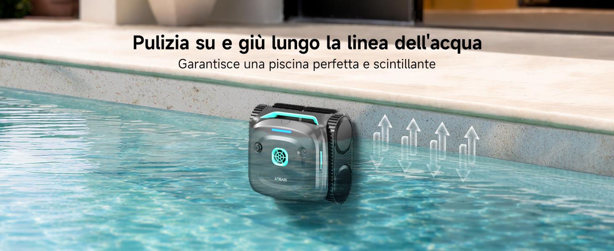 Robot per piscina senza fili WYBOT C2 - Potenza di aspirazione 3592 GPH, autonomia di 180 minuti, doppio filtro da 180 μm + 10 μm, controllo tramite app, IPX8, fino a 150 m²
