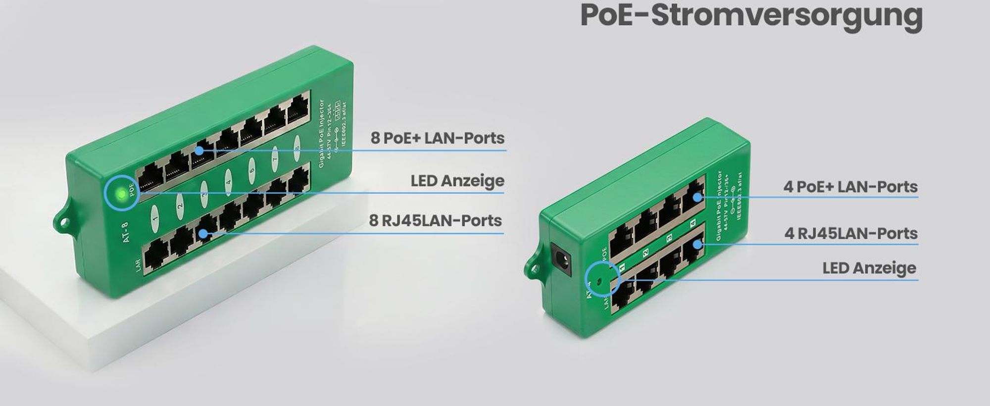 Extralink Gigabit PoE Injector 4 Port RJ45 Plug & Play