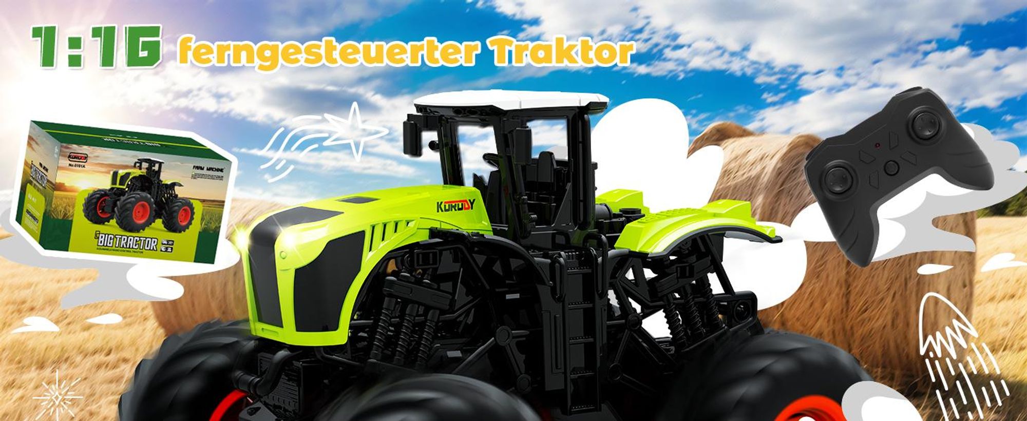 –1:16 Ferngesteuert Traktor Spielzeug für Kinder–