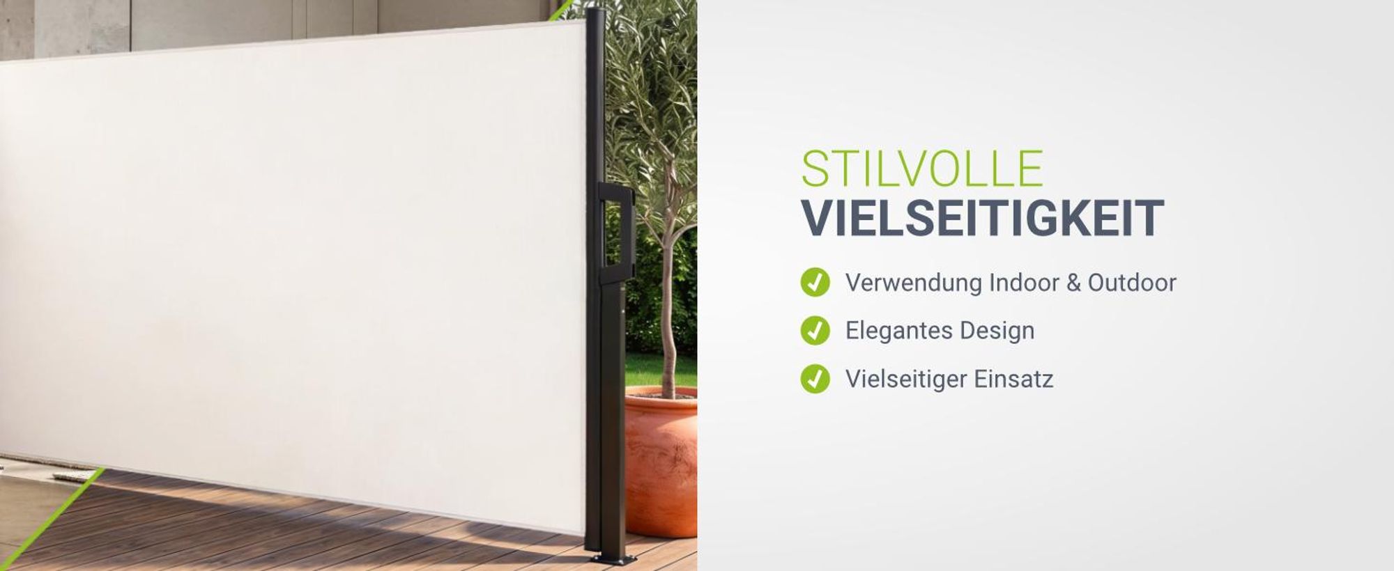 Juskys Seitenmarkise Dubai 500 x 180 cm ausziehbar blickdicht, Sichtschutz & Windschutz für Balkon & Terrasse, Seitenrollo mit Wandhalterung - beige