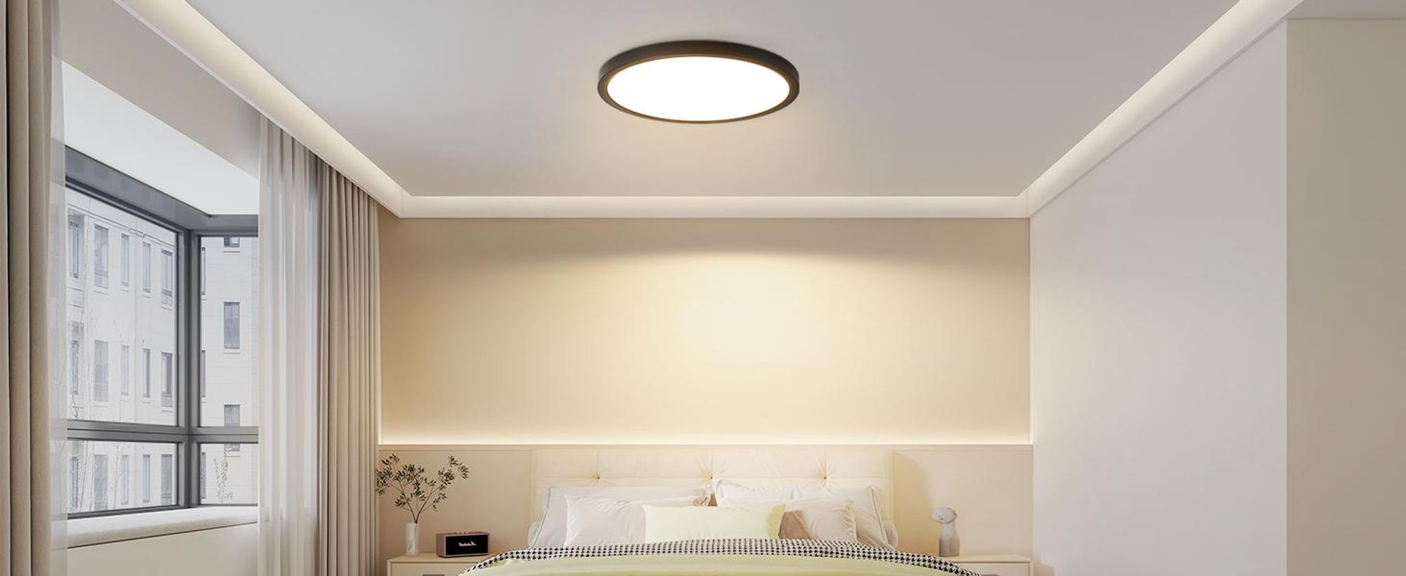 Plafonnier LED ZMH blanc, plat, 15 W, 3000 K (blanc chaud), 18 cm, petit éclairage de plafond pour la cuisine et le couloir