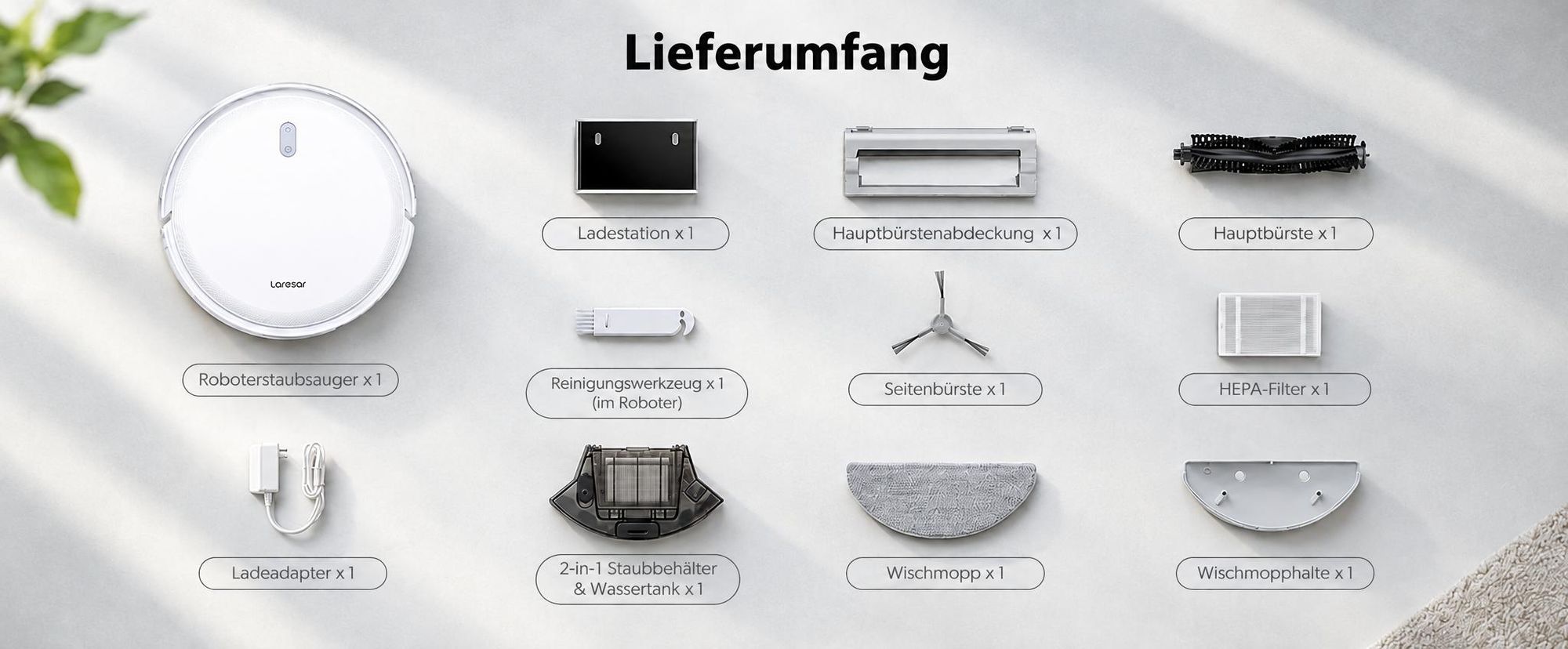 Laresar Staubsauger Roboter,12000Pa Transformative SOF LiDAR-Technologie,3-in-1-Roboterstaubsauger,APP/Alexa,Bis zu 150 Minuten