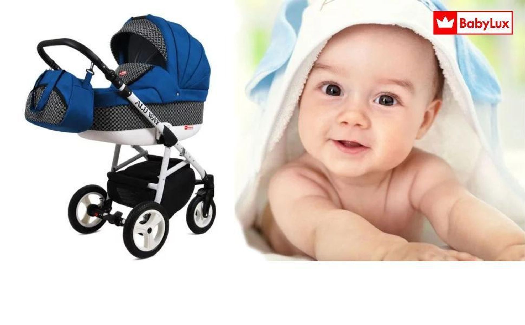 BabyLux® Alu Way | Kocárek 3v1 Set | Mint | Kombinovaný kocárek | Sada kocárku | Buggy + Bab