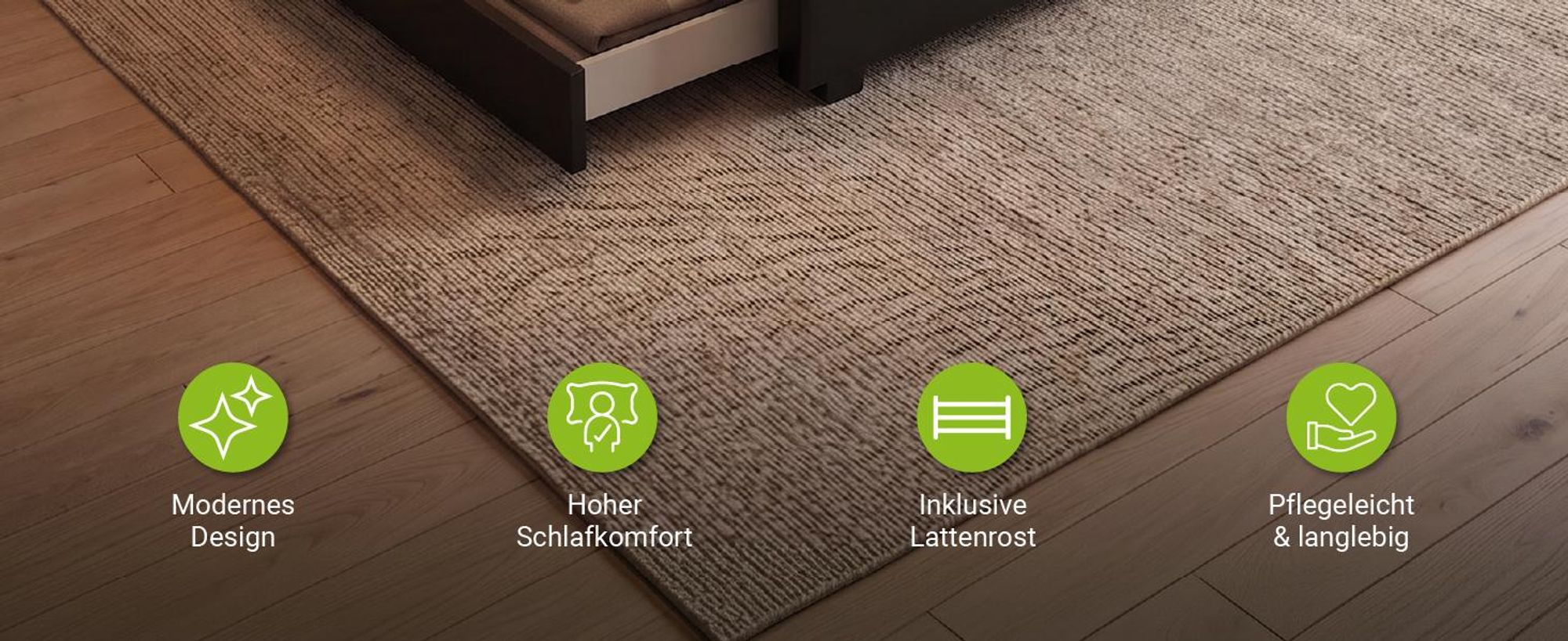 Juskys Polsterbett Lyon 180 x 200 cm schwarz – Bettgestell mit Lattenrost, Bettkasten & LED Beleuchtung – Kunstleder & Holz – Bett Doppelbett