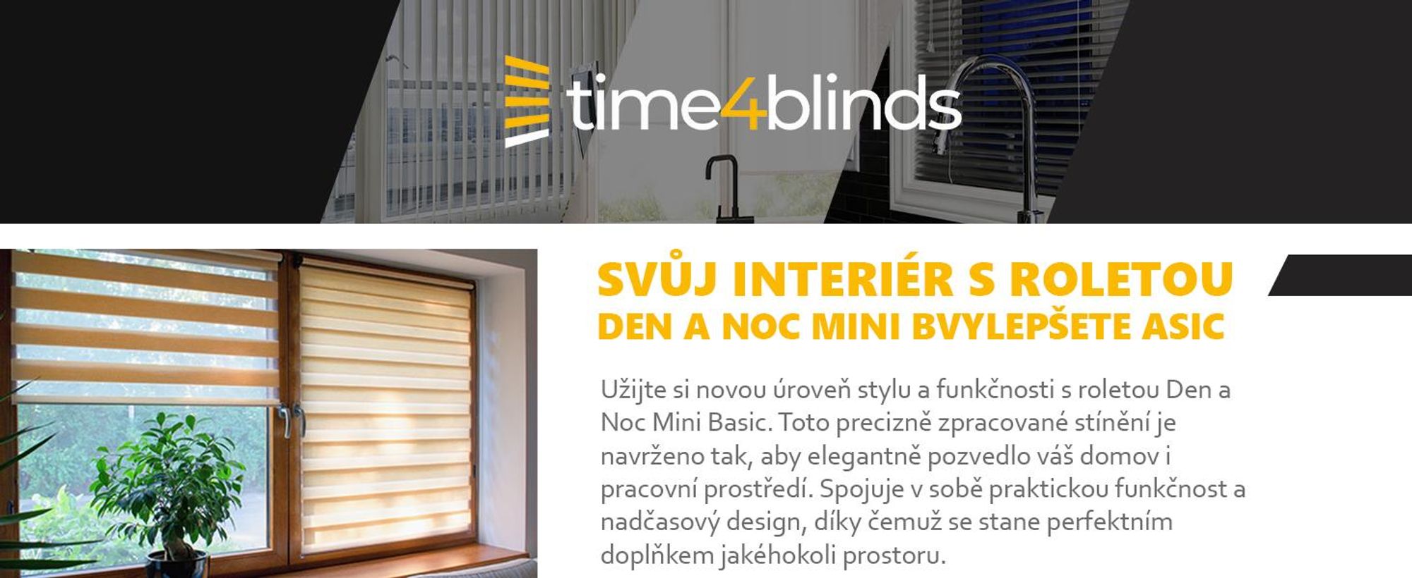 Time4Blinds, denní a noční dvojitá roleta mini, klasická bílá - levá, 120x100cm