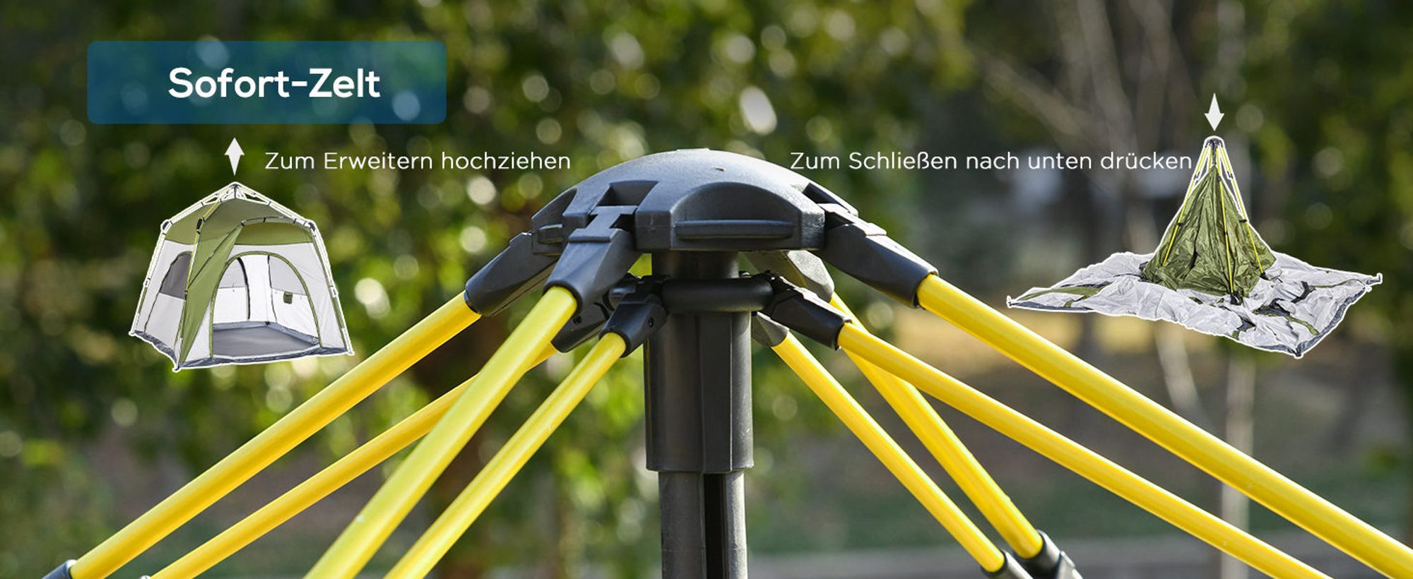 Outsunny Camping Zelt 3 Personen Zelt Familienzelt 190T Kunstleder1000mm