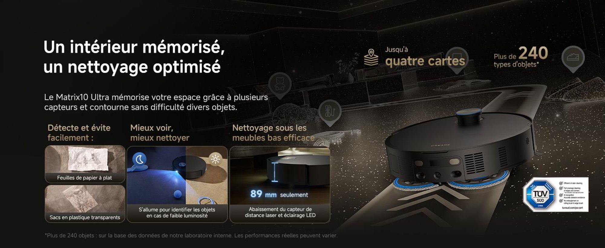 Dreame Matrix10 Ultra, modèle combiné, noir, rond, sac à poussière, 0,31 l, rechargeable