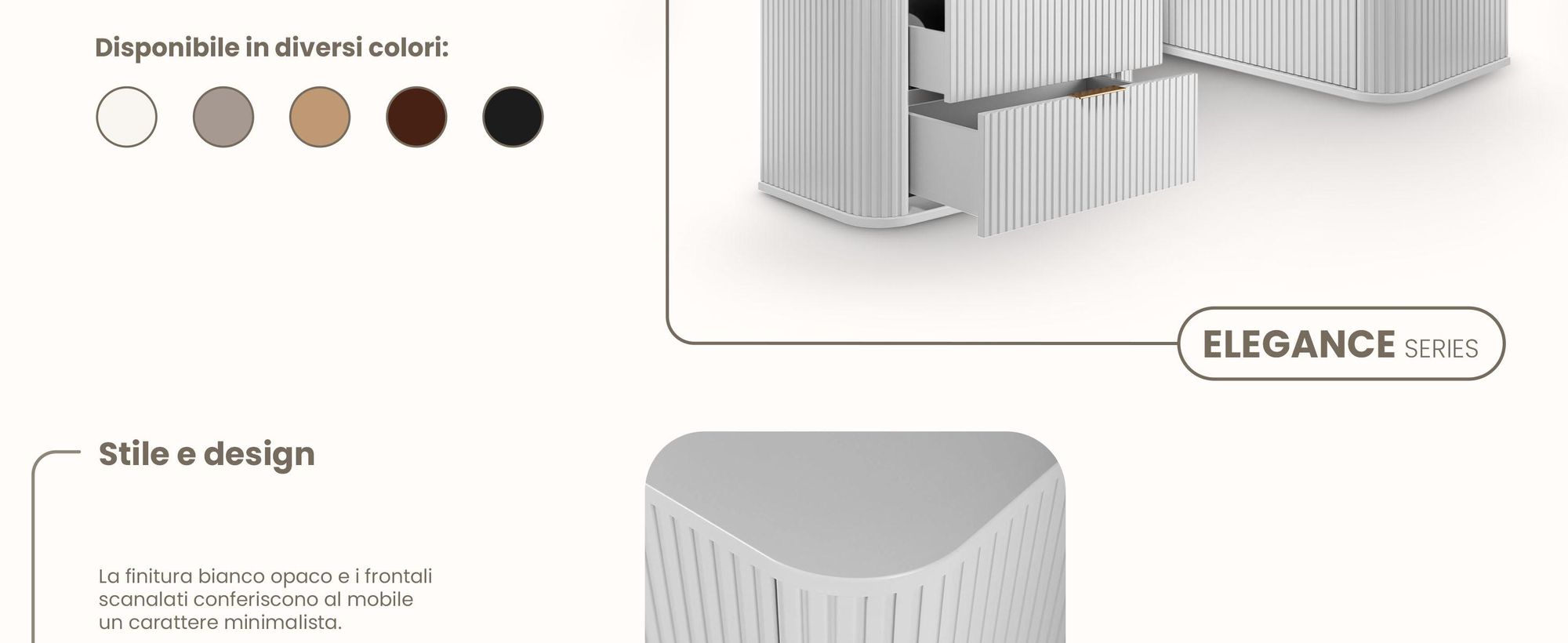 Mobile da bagno - 80 CM - Bianco opaco - MDF - 2 cassetti