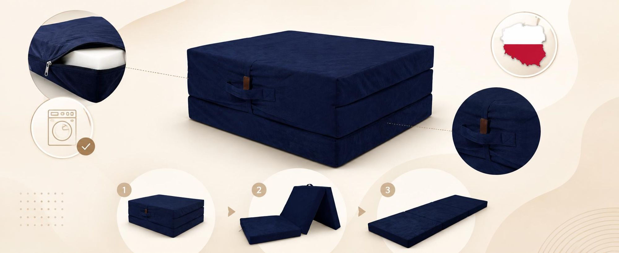 Opvouwbaar matras 195x80 cm logeermatras voor camping en camper