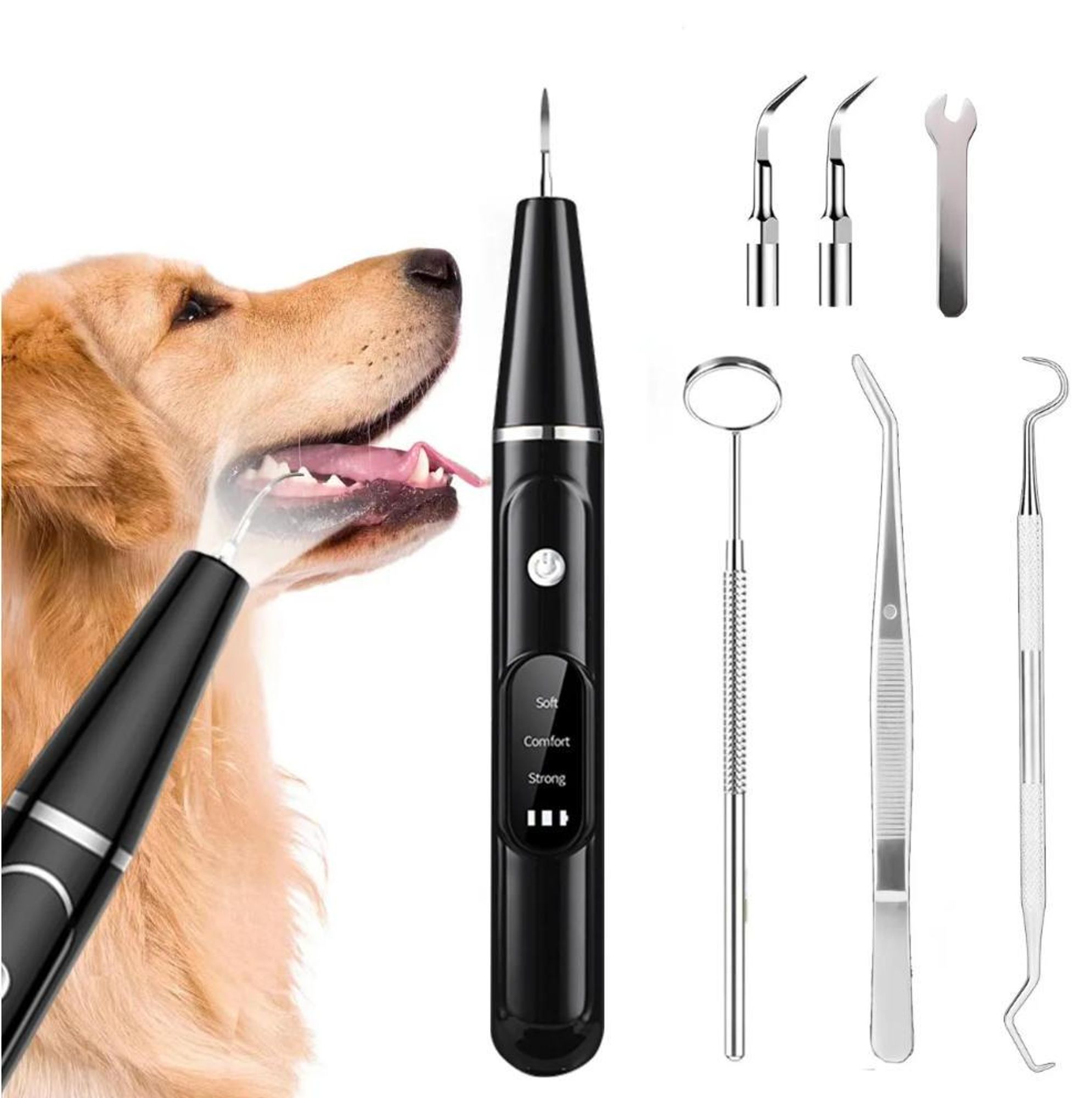 Gerät zur Zahnsteinentfernung bei Hunden – Ultraschallzahnbürste – Elektrischer Zahnsteinentferner für Haustiere – Zahnpflegegerät – Zahnbelag – Zahnp