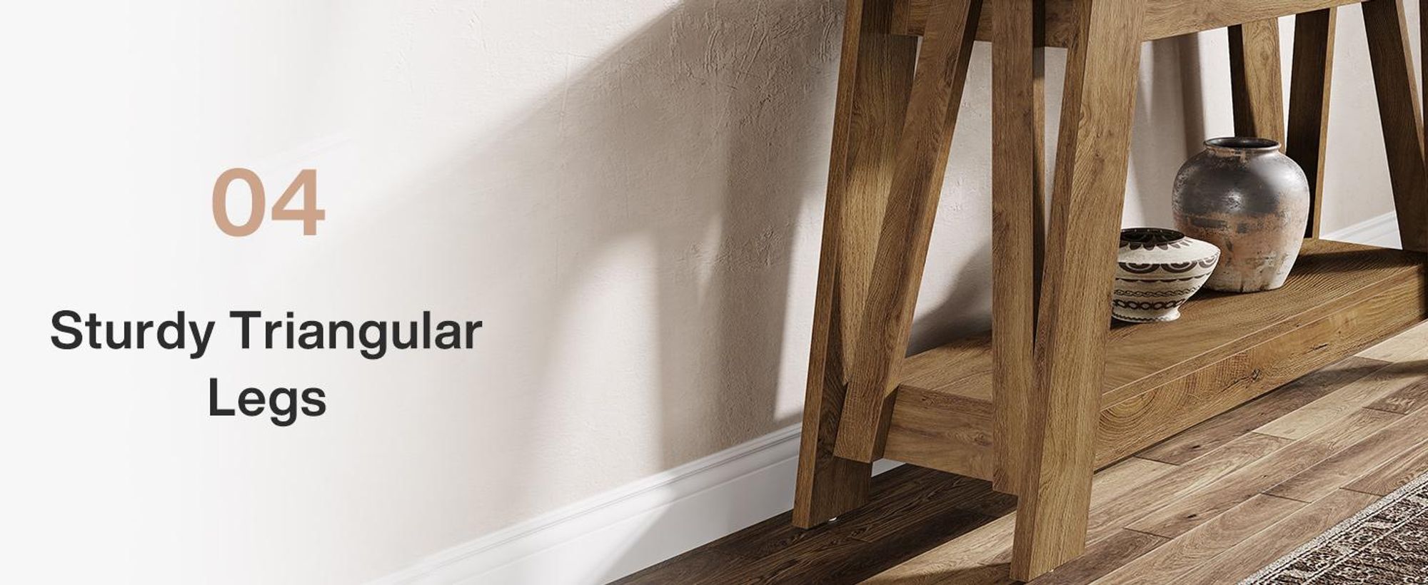 Tribesigns Konsolentisch im Landhausstil, 2-stufiger Holztisch mit Stauraum, rustikal, schmal, für Wohnzimmer, Flur, Eingangsbereich, Natur