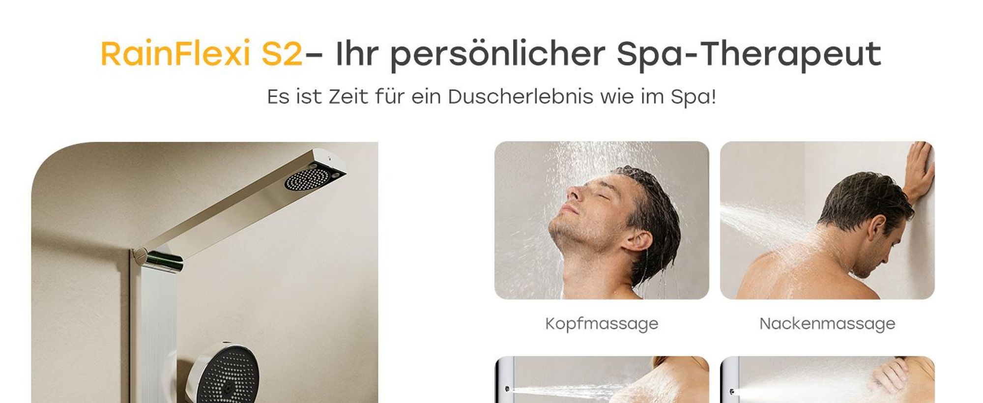HOROW Regendusche Set mit Thermostatarmatur, Chrom Duschset Duschsystem mit 4 Massage-Modi, Klappbares Duschset, Höhenverstellbar, für Badewannen