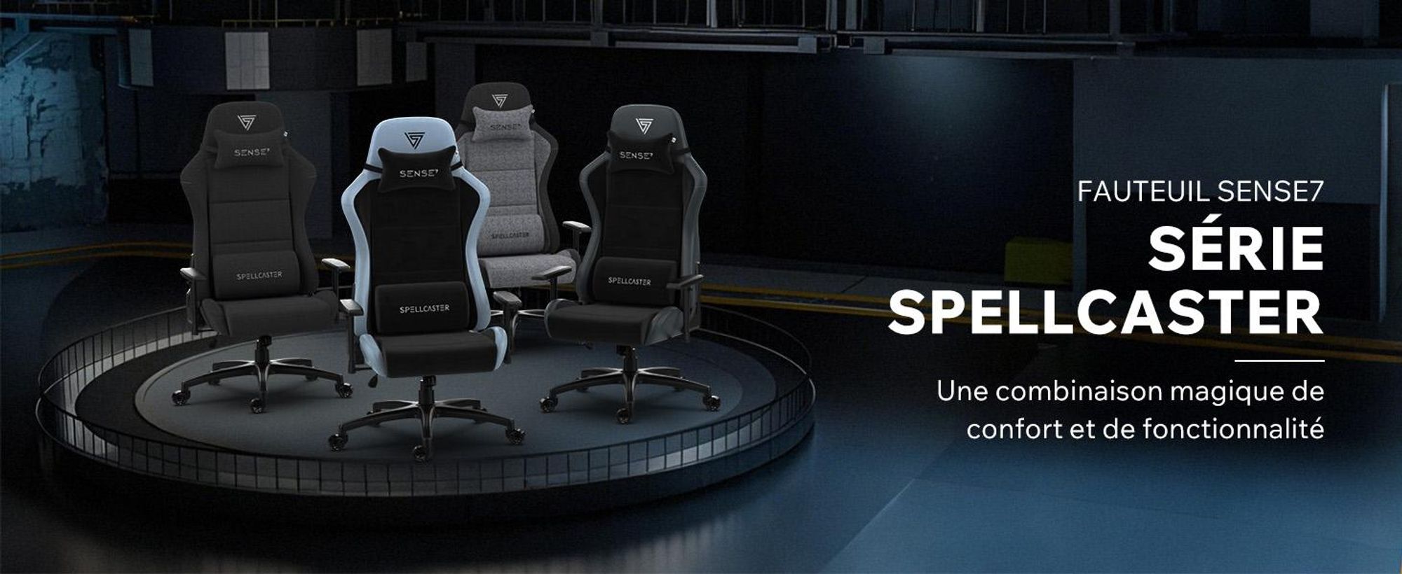 Fauteuil gaming SENSE7 Spellcaster FUKU XL en Alcantara noir - Fauteuil de bureau ergonomique pour personnes de grande taille, supportant jusqu'à 160 kg, rembourrage en mousse à froid, assise large
