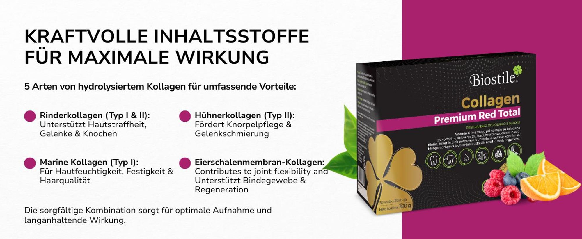 Vergleich der Eigenschaften von Collagen Red Total mit typischen Kollagen-Nahrungsergänzungsmitteln