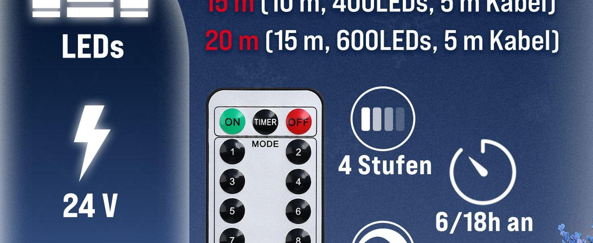MONZANA® Eisregen Lichterkette 200 LED 10m Warmweiß