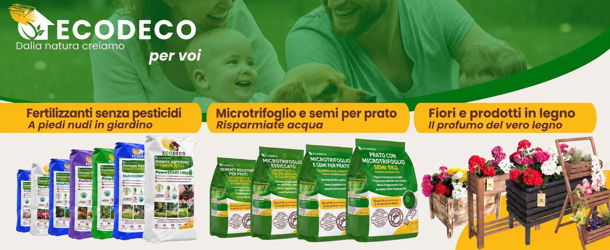 Semi di microtrifoglio ECODECO, semi di trifoglio bianco, semi di trifoglio per prato, trifoglio nano Euromic per un prato uniforme e verde, Microclover per semi di erba, 500 g