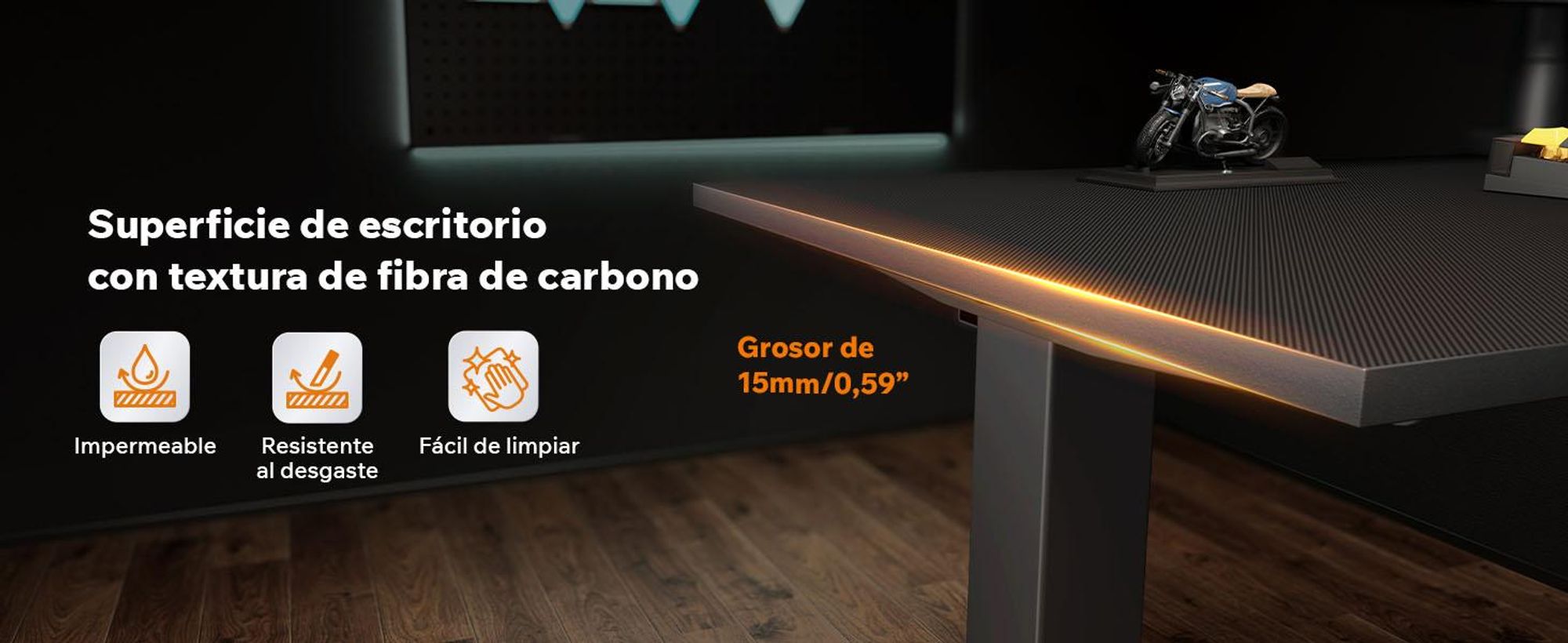 Sense7 RONG, escritorio de gaming en forma de L, 154x117 cm - , diseño tipo fibra de carbono. Mesa para ordenador, ideal para jugadores, uso doméstico y oficina