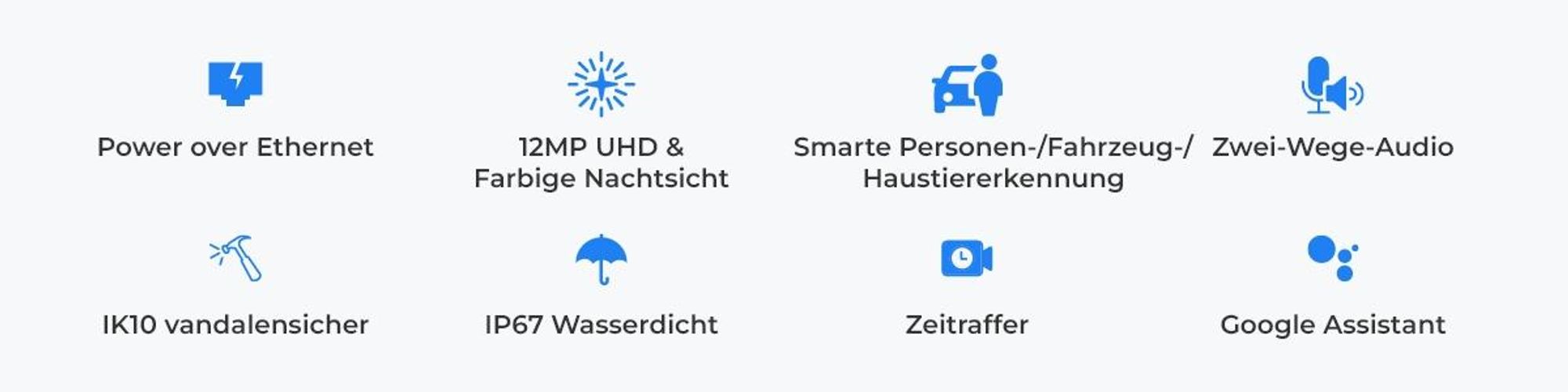 Reolink RLC-1240A, 6K 12MP IK10 Vandalenschutz PoE Überwachungskamera, 145° Sichtfeld, Farbnachtsicht, Smarte Erkennung, 2-Wege-Audio, IP67, Sirene