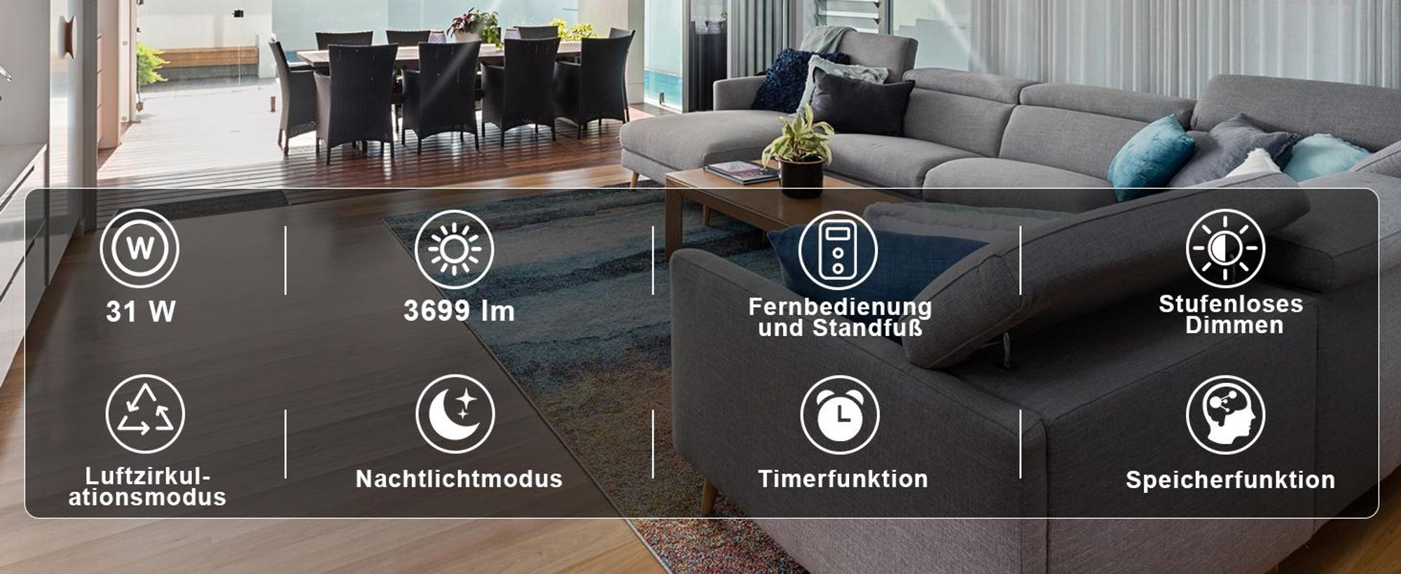 ZMH LED Deckenventilator 68cm mit Beleuchtung 6 Gang Deckenventilatoren Licht Dimmbar Deckenlampe Fernbedienung Timer für Wohnzimmer Esszimmer