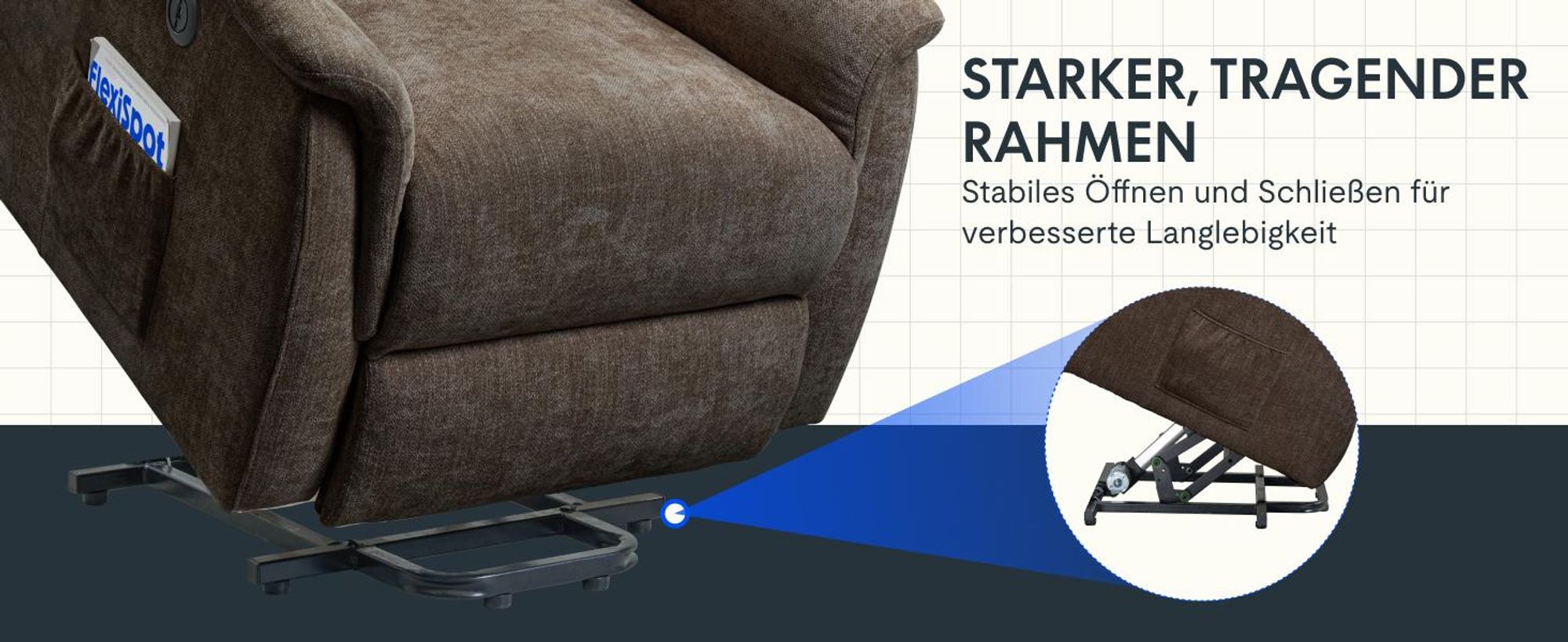 FLEXISPOT XL3 Pro Elektrischer Massagesessel mit Heizfunktion, Aufstehhilfe, USB-Anschluss, Fernbedienung und Seitentasche für Senioren (Braun)