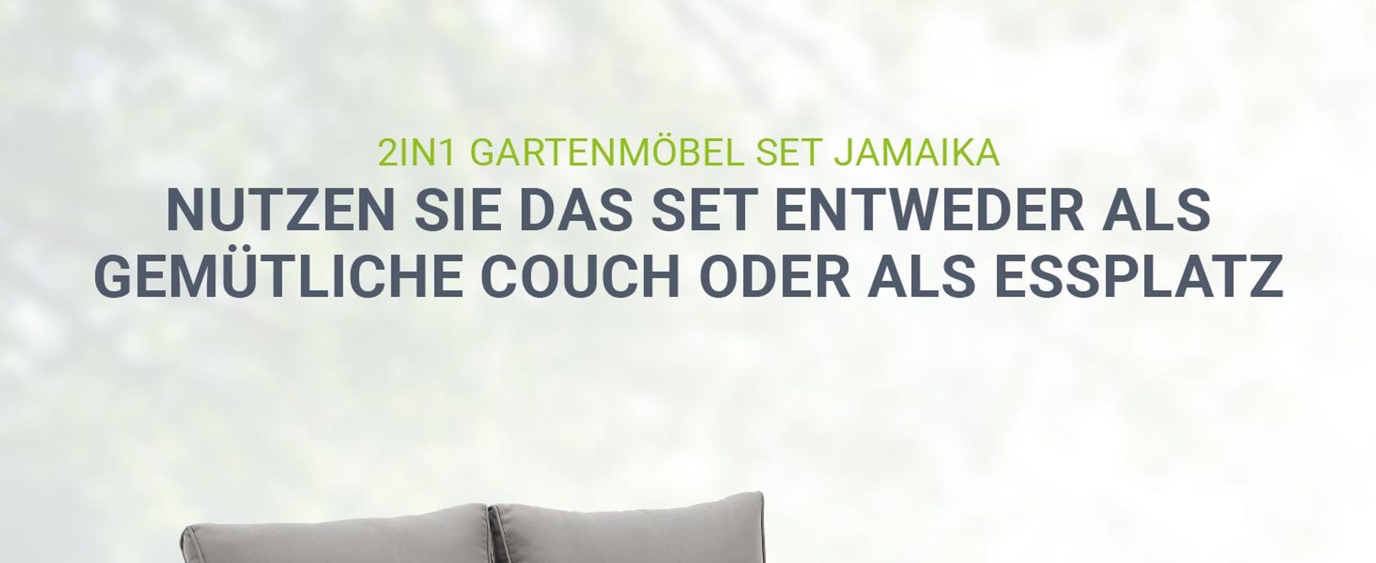 Juskys 2in1 Polyrattan Relax Gartenmöbel Set Jamaika - Tisch, Gartenlounge Sofa - Balkonmöbel Sitzgruppe für Balkon, Garten - Outdoor Lounge grau-meliert