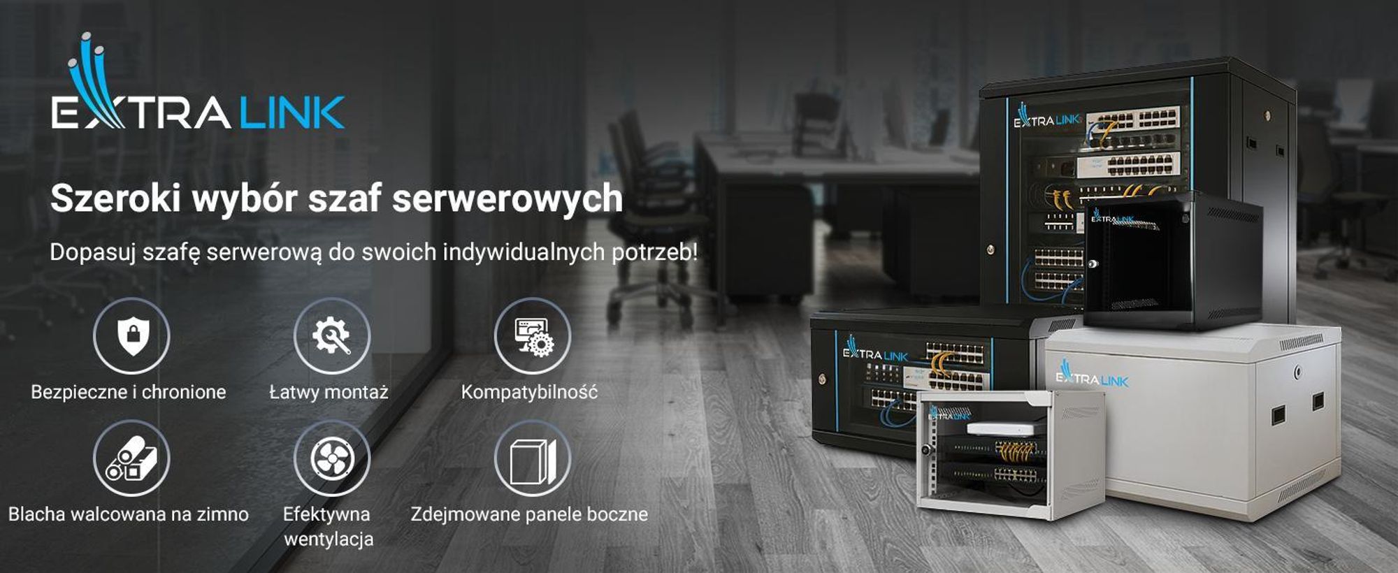 Extralink szafa rack 10" 4U wisząca 280x310 mm czarna