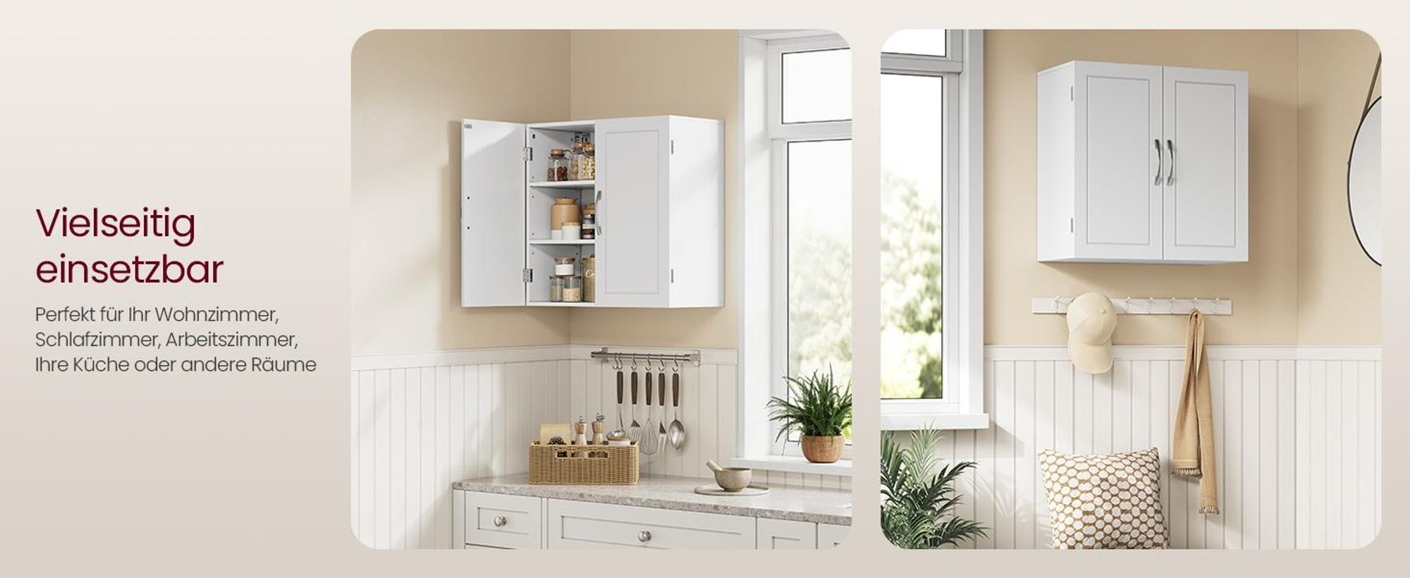 VASAGLE Badezimmerschrank, Badschrank, wandmontiert, Wandschrank mit verstellbaren Ablagen