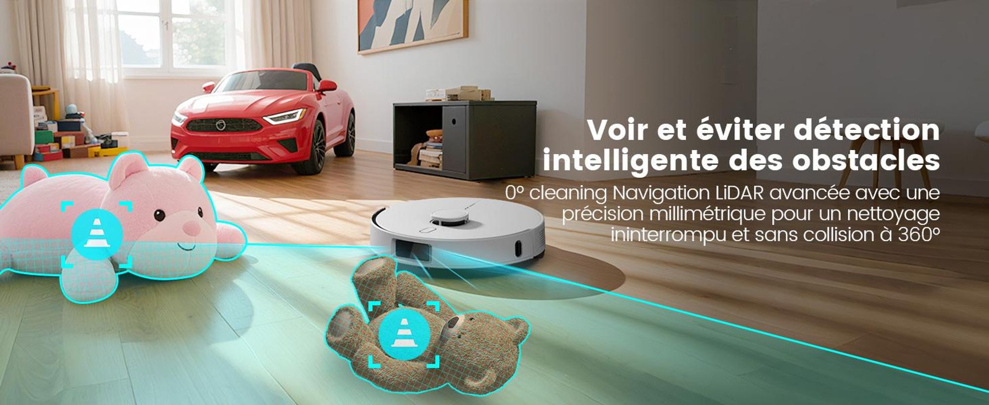 Robot aspirateur AIRROBO L60+ avec fonction de lavage, vidage automatique du bac à poussière, navigation LiDAR, 12 000 Pa, adapté aux tapis et aux poils d'animaux