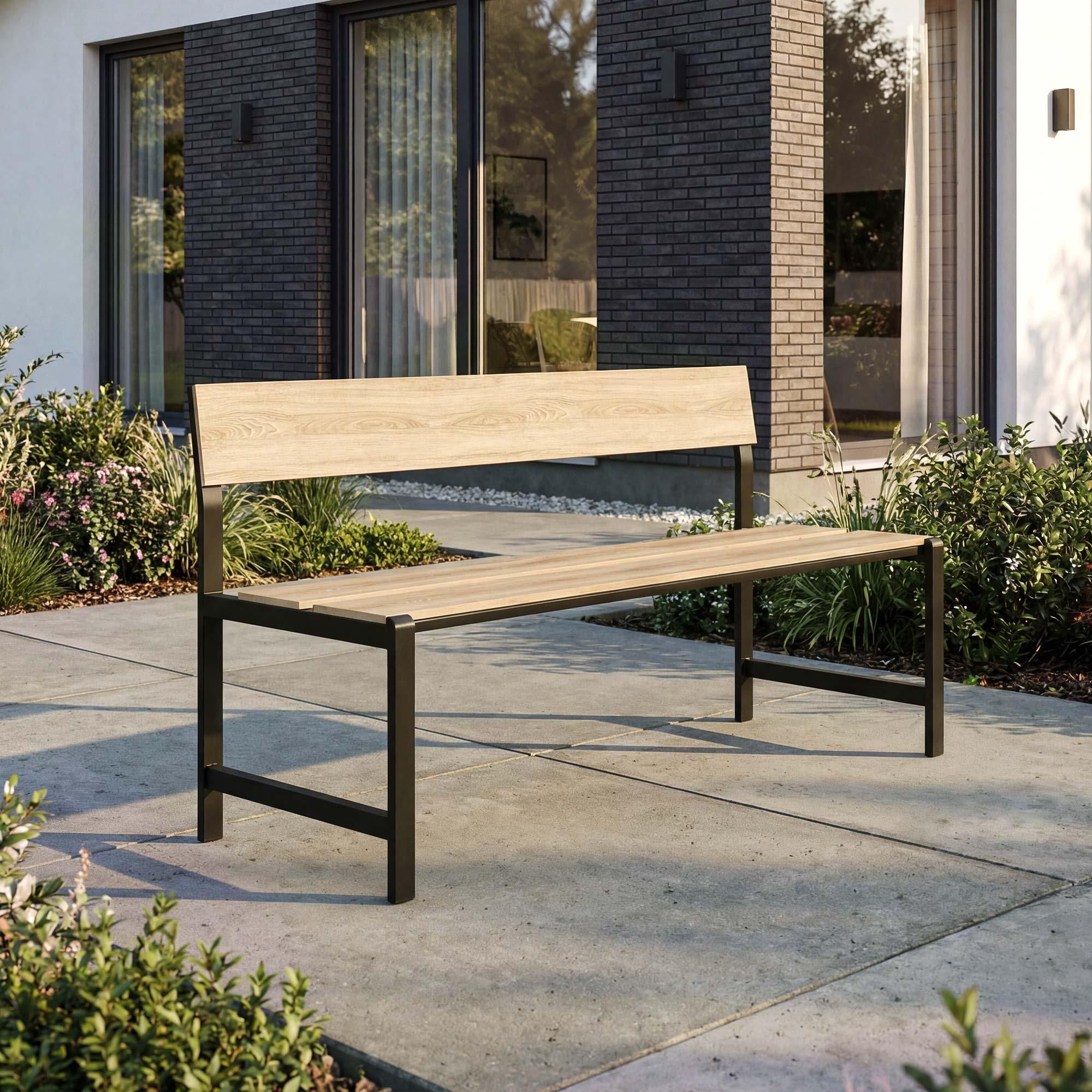 di volio Gartenbank ITRI - Beige, Sitzbank in Holzoptik, wetterfest, 130 cm