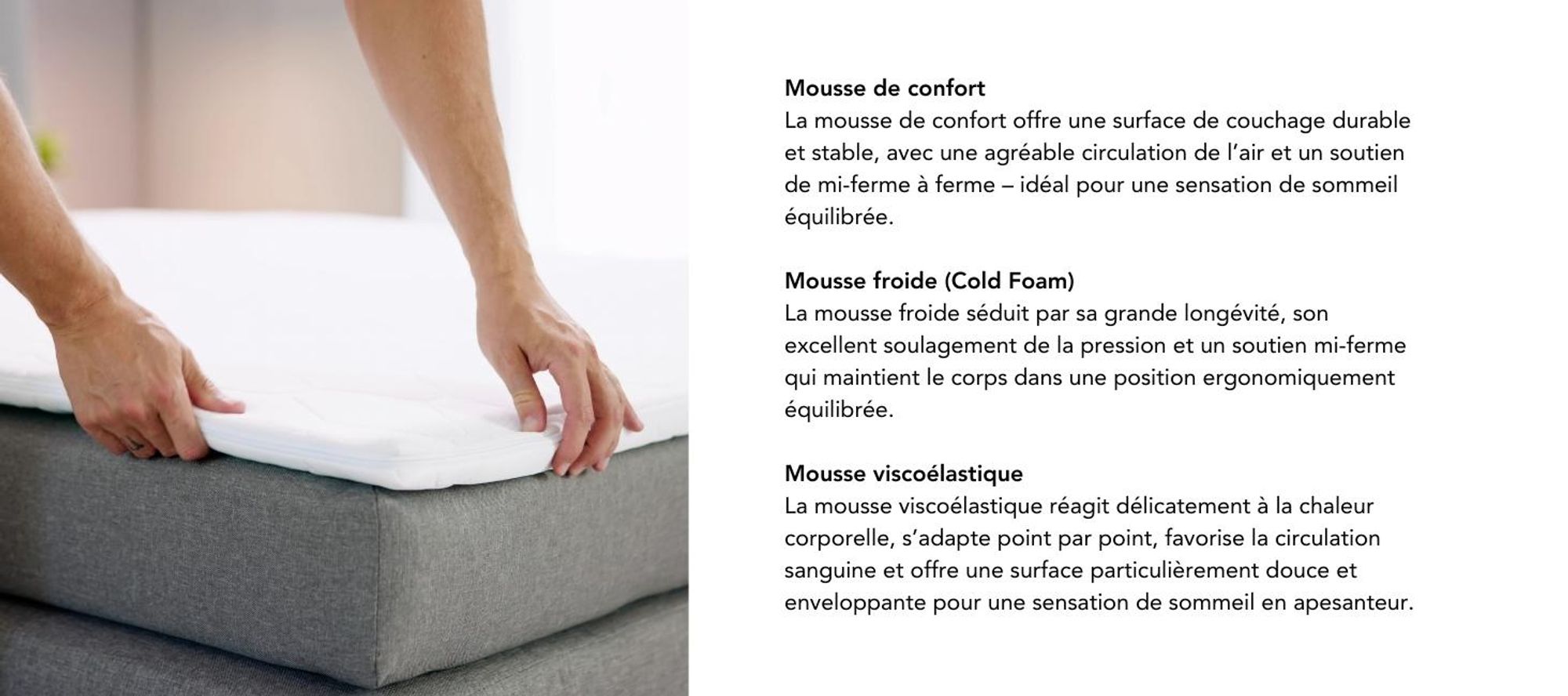 Surmatelas ergonomique en mousse froide | 80 x 200 | pour tous les matelas | XDREAM Pure Surmatelas