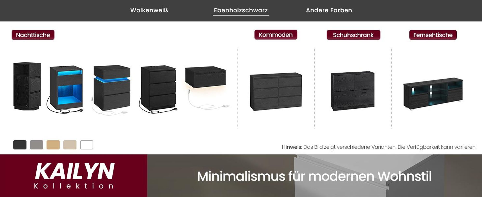 VASAGLE Kommode, Aufbewahrungsschrank, mit 8 Schubladen, für Schlafzimmer, 40 x 119,4 x 97.5 cm, modern, schwarz