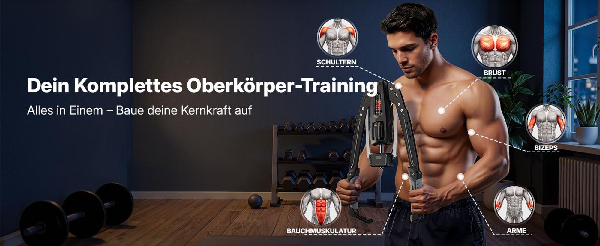 Arm-Power Twister, Hydraulischer Armtrainer 10-200 kg mit Wiederholungszähler, Krafttrainer für Zuhause, Grifftrainer, Muskeln Fitnessgeräte Merach