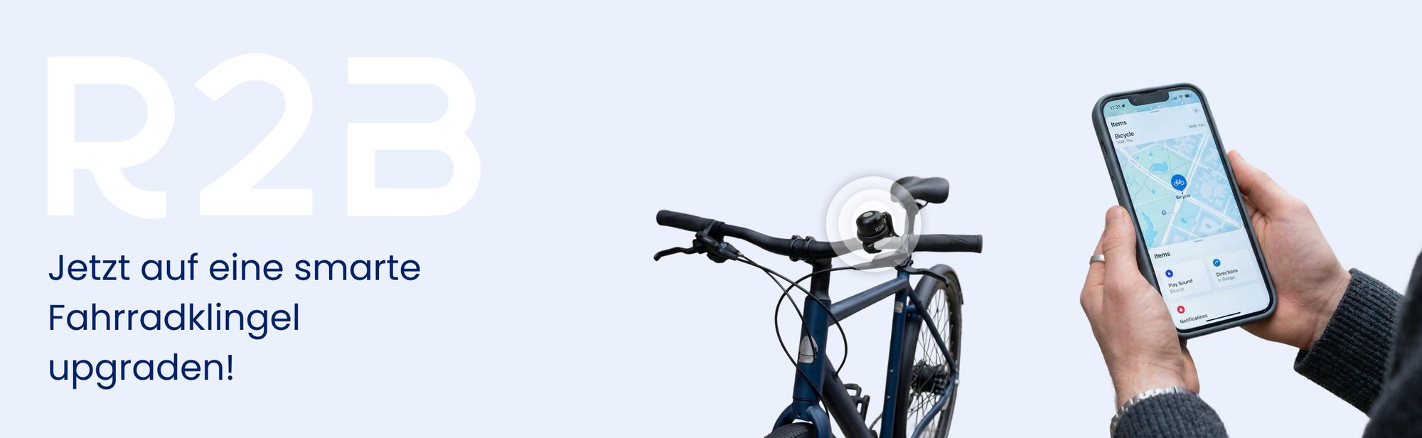 R2B Fahrradklingel, GPS tracker fahrrad, Geeignet für Apple AirTag, Fahrradglocke, Slim Design Handklingel, Fahrrad Klingel, Glocke MTB,  Rennrad, E-Bike