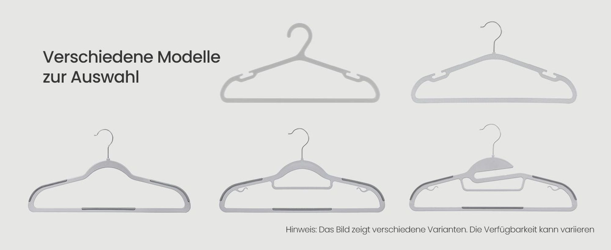 SONGMICS Kleiderbügel, 30er Set, Jackenbügel aus Kunststoff, gut belastbar, Anti-Rutsch-Design, platzsparend, 0,6 cm Dicke, um 360° drehbarer Haken, 42 cm lang, hellgrau-dunkelgrau CRP20G30