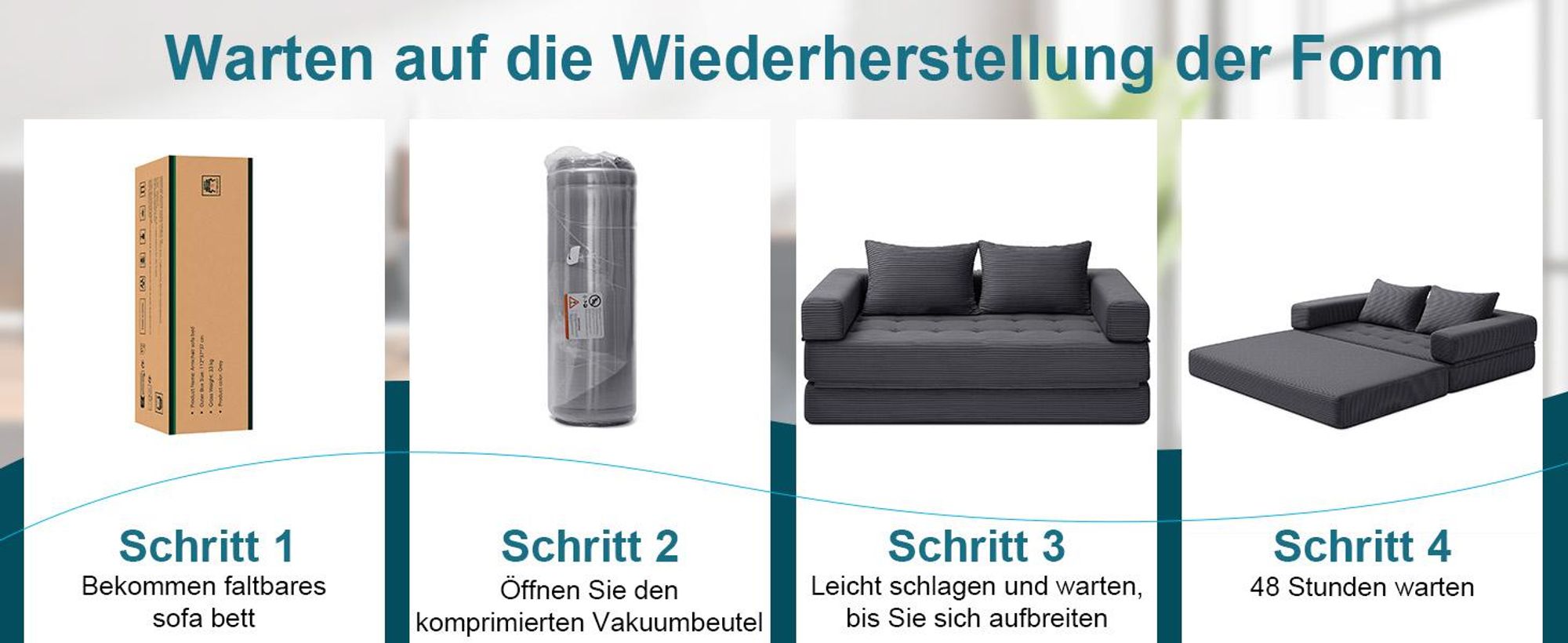 HOMMPA 5-in-1 Klapp-Schlafsofa, extragroß, Bodenschlafsofa, Cord-Klappmatratze, Sofa für Wohnzimmer, Schlafzimmer, Lounge, Queen 180x148cm, Grau