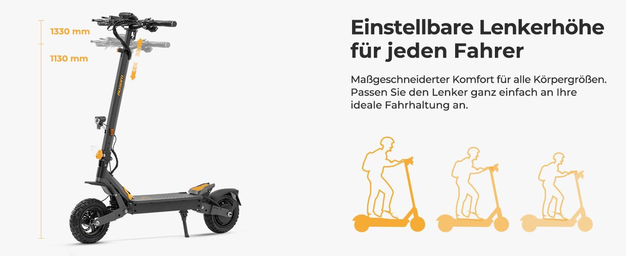 Ausom L1 ABE E-Scooter 500W 48V 15,6Ah 70 km Reichweite NFC Schloss E-ABS 10 Zoll Tubeless Reifen